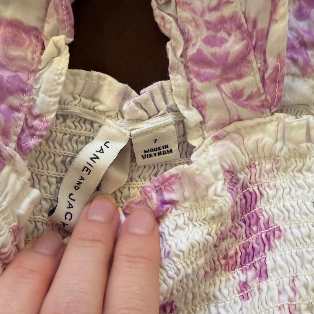 Janie and jack The Emily Floral Smocked purple floral 7 Sundress - Picture 4 of 6